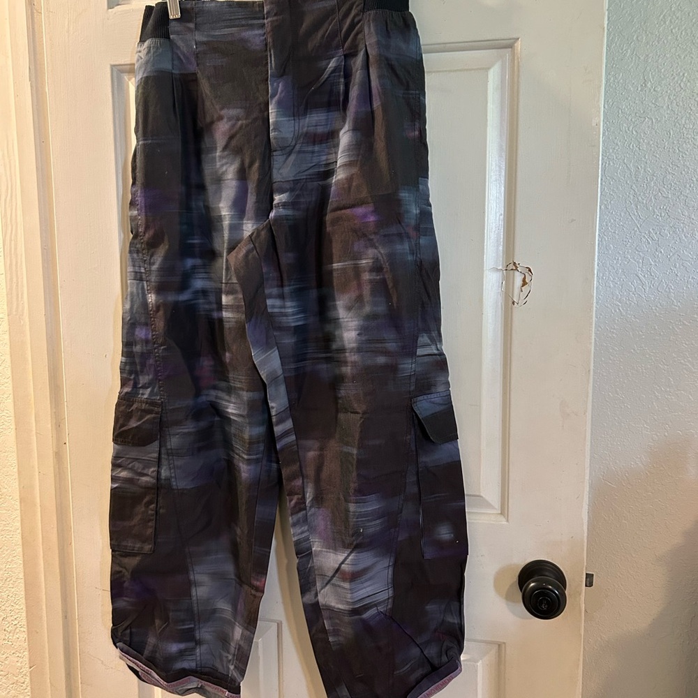 Free People Purple and Black Cargo Jumpsuit Pants